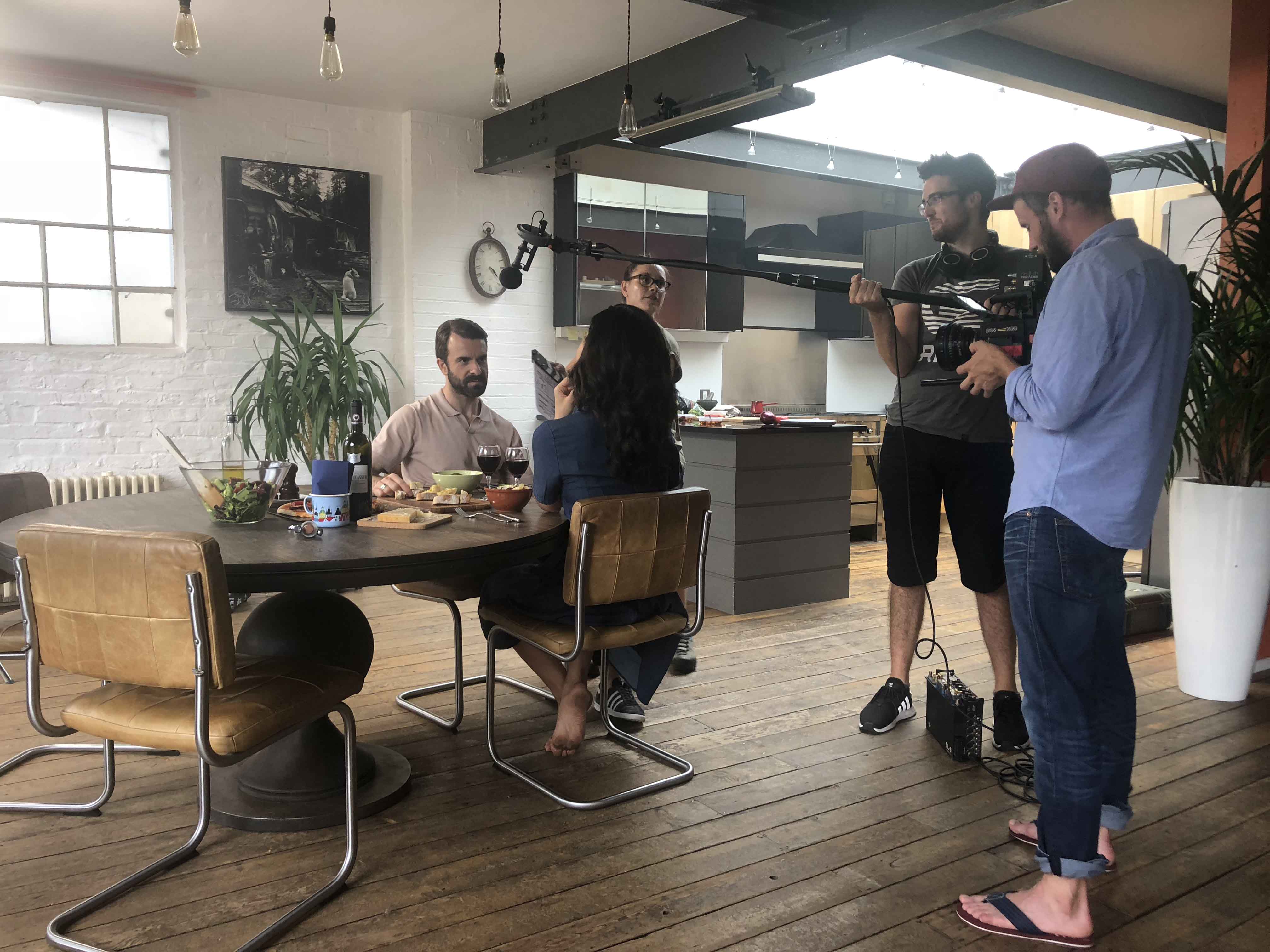 Filming a scene in a kitchen for Deli Discoveries
